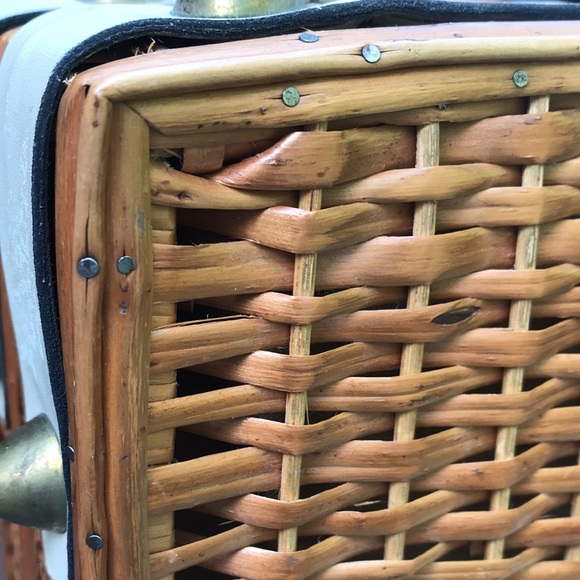 Vintage Woven Wicker Handbag w/ Leather Trim‎ - Picture 9 of 13